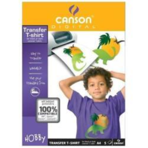 CANSON HOBBY T-SHIRT TRANSFER PELLICOLA PER STAMPANTI LASER 21X29.7 CM A4 BIANCO CONF 5 Pz.